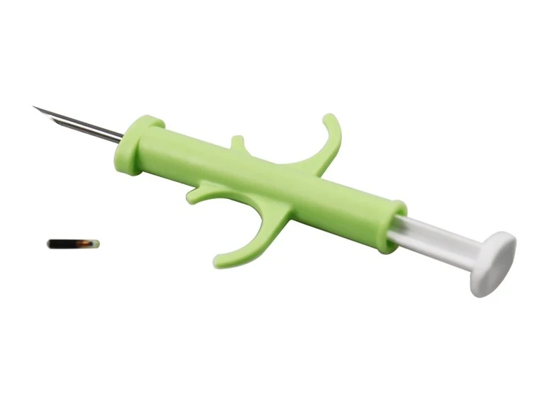 Subcutaneous glass tube RFID animal microchip transponder with sterile injector syringe for pet and companion animal permanent identification